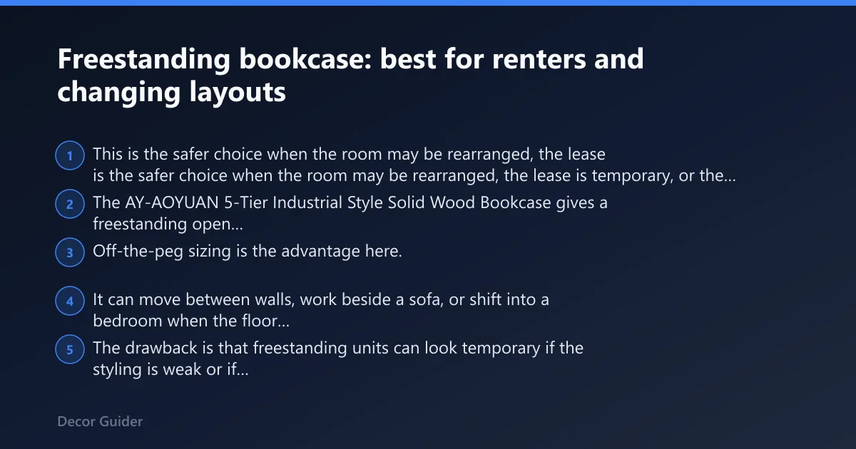 Steps: Freestanding bookcase: best for renters and changing layouts