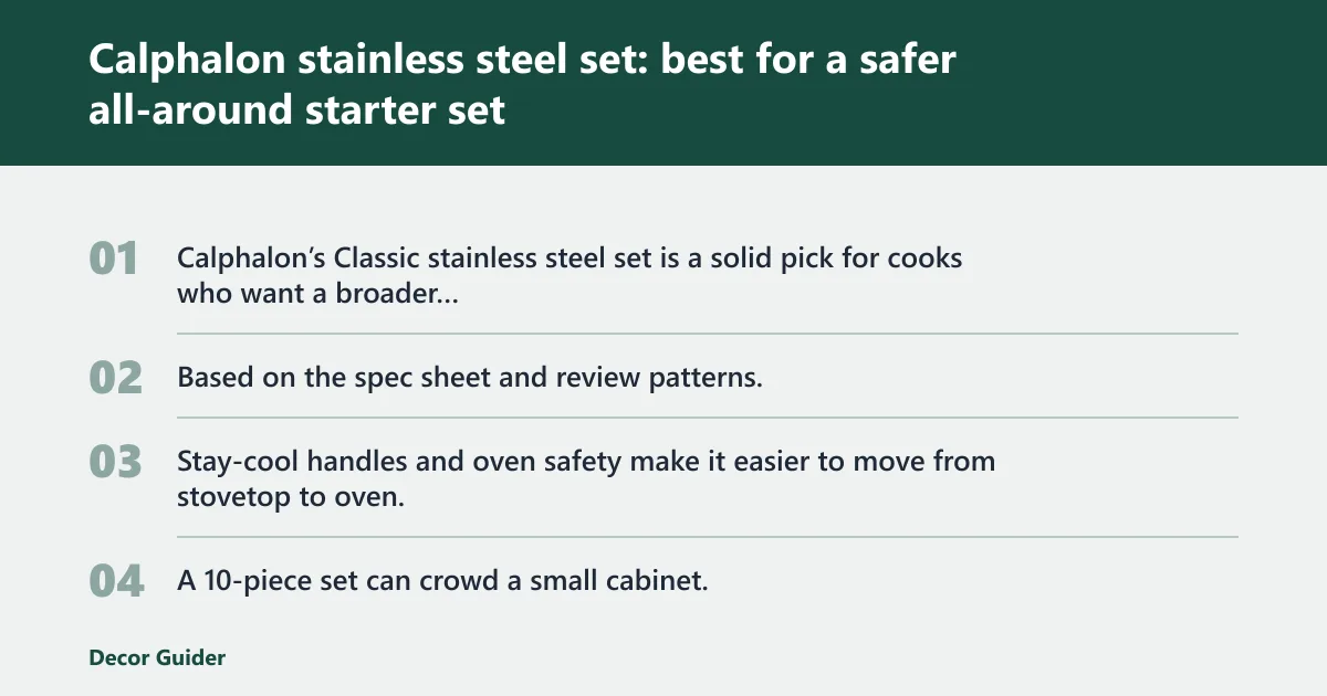 Steps: Calphalon stainless steel set: best for a safer all-around starter set