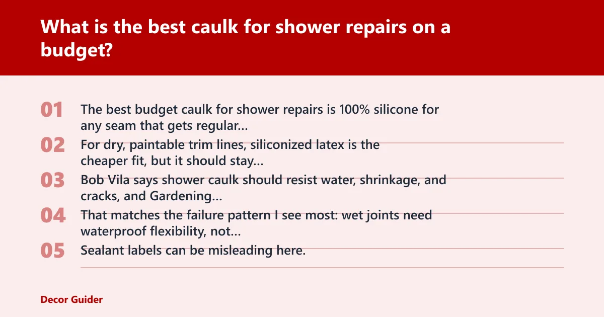Steps: What is the best caulk for shower repairs on a budget?