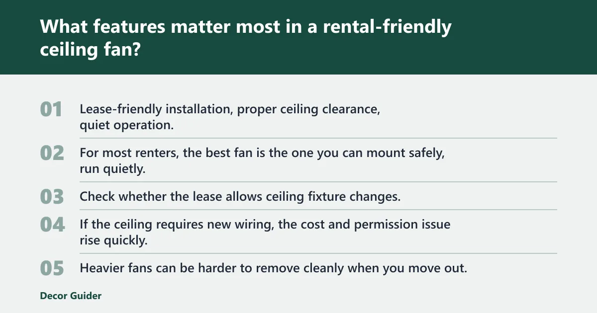 Steps: What features matter most in a rental-friendly ceiling fan?