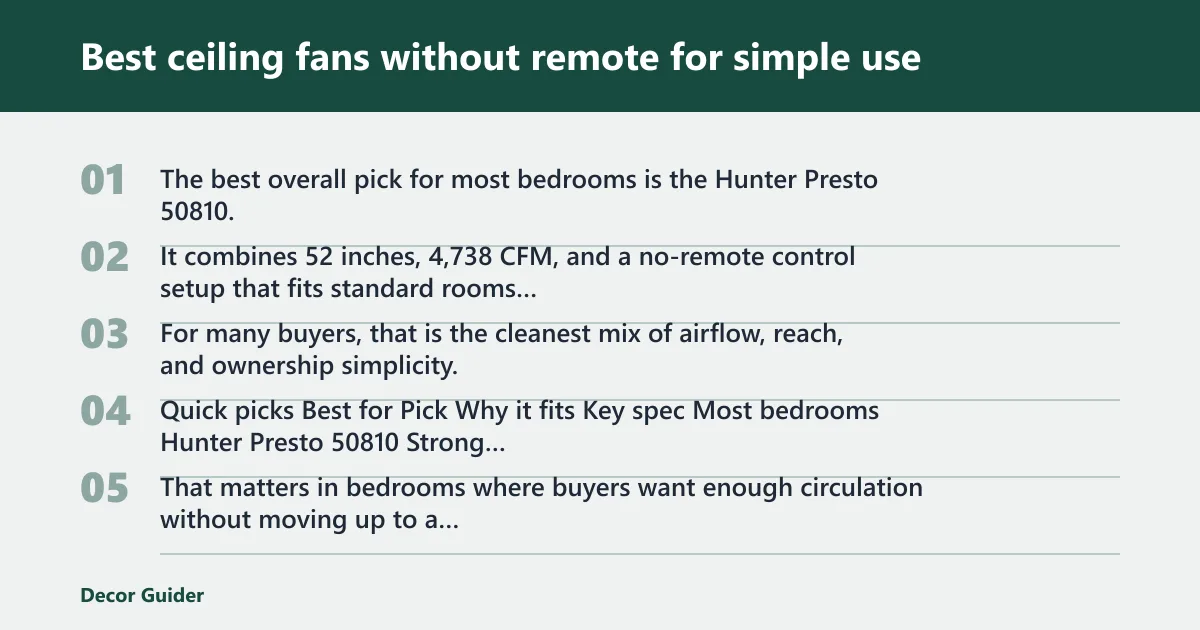 Steps: Best ceiling fans without remote for simple use