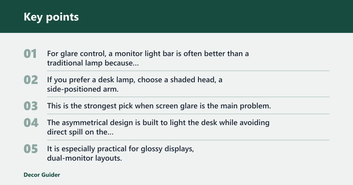 Key points: What desk lamp is best for eye strain?