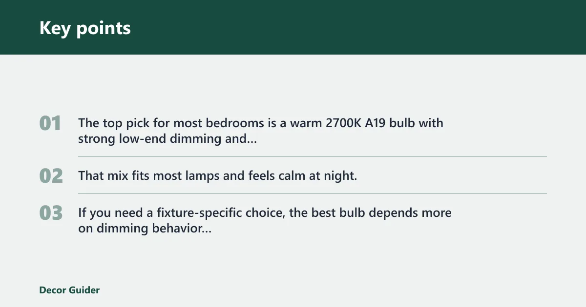 Key points: Best dimmable LED bulbs for bedrooms