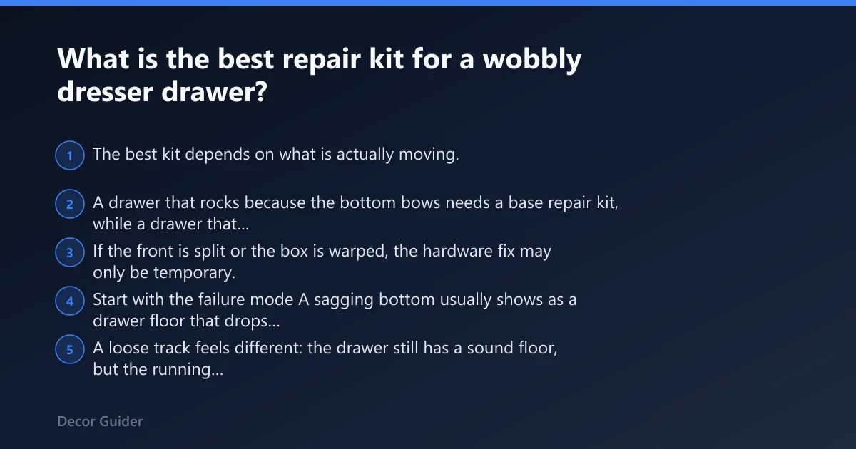 Steps: What is the best repair kit for a wobbly dresser drawer?