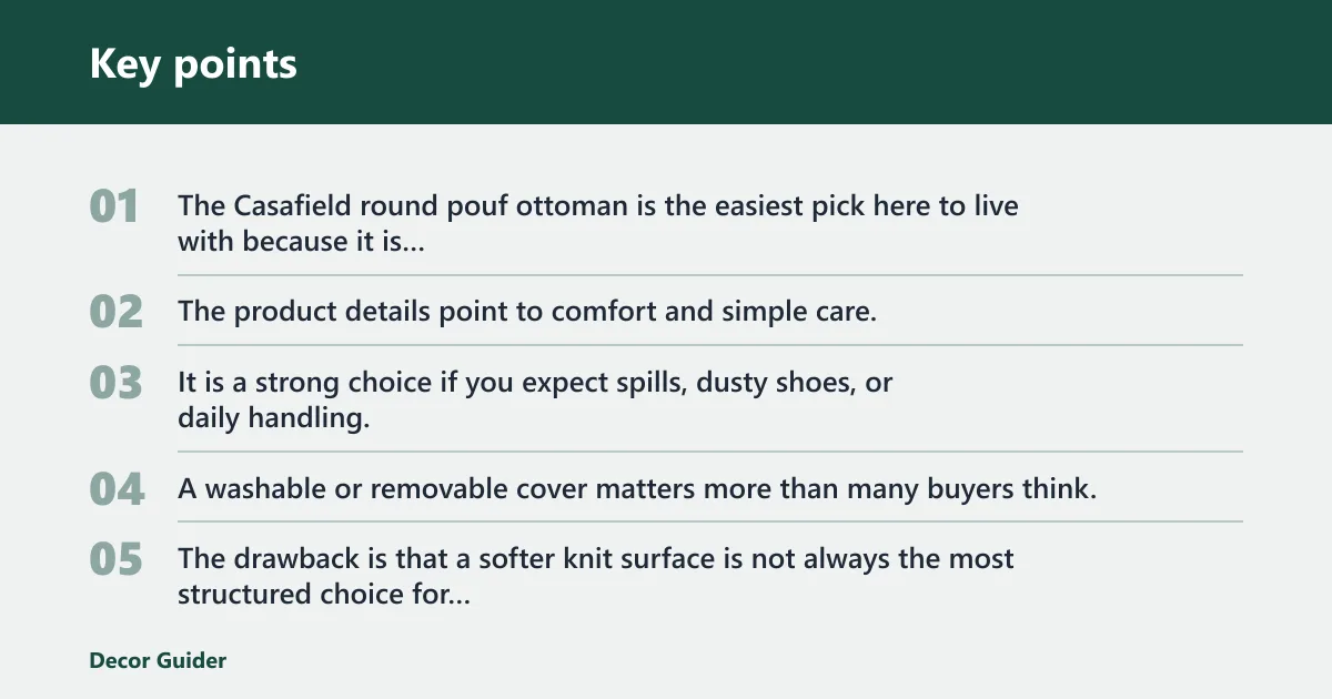 Key points: Best for easy cleaning: washable cover pouf