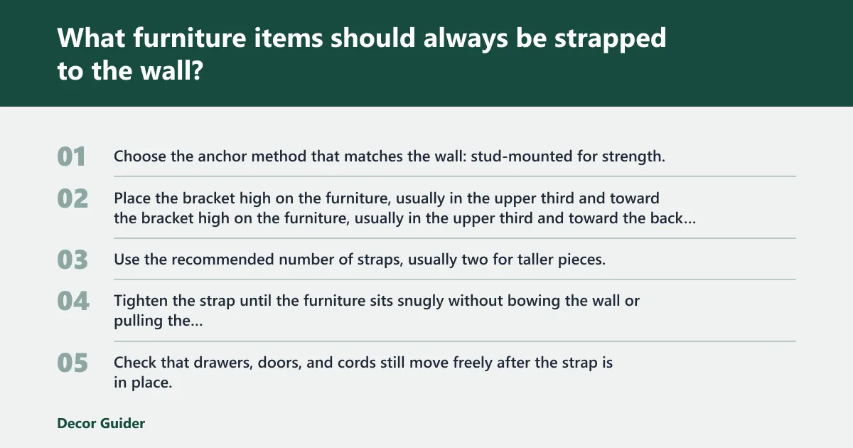 Steps: What furniture items should always be strapped to the wall?