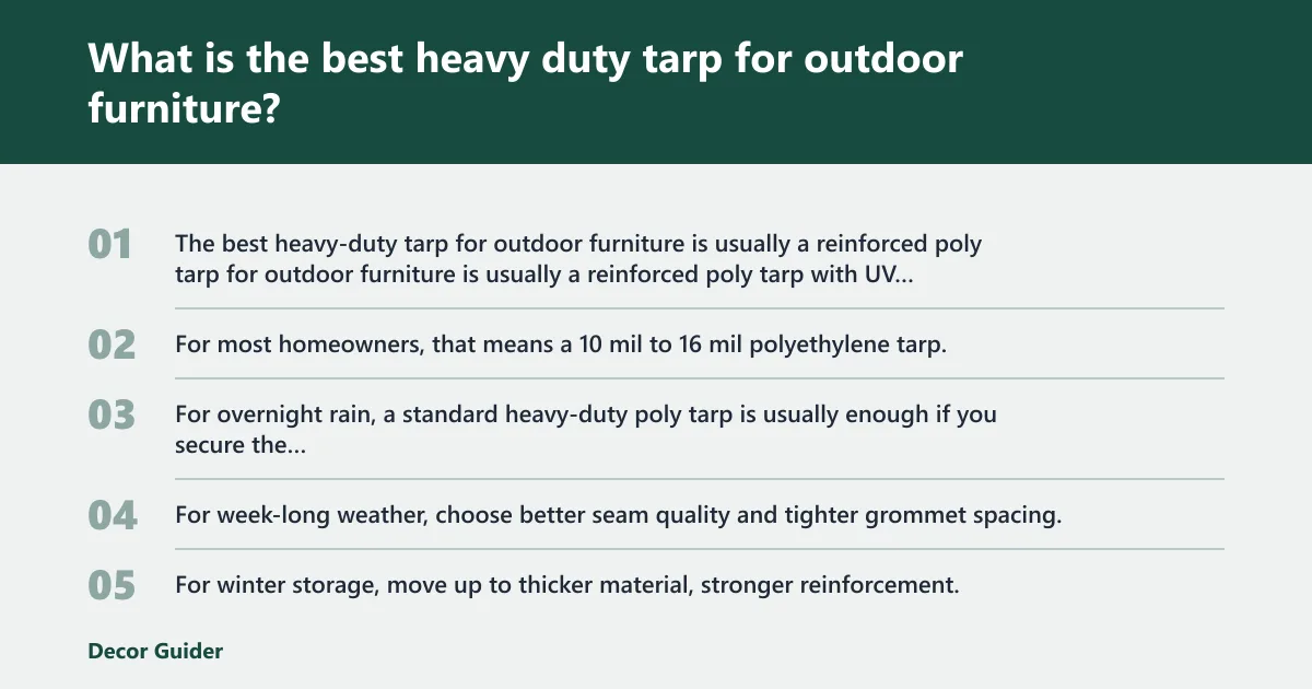 Steps: What is the best heavy duty tarp for outdoor furniture?