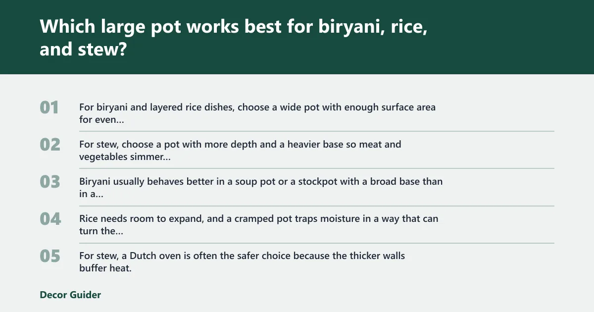 Steps: Which large pot works best for biryani, rice, and stew?
