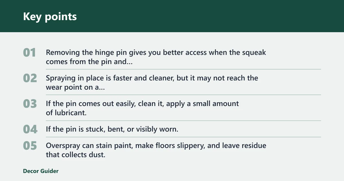 Key points: Best lubricant by hinge condition