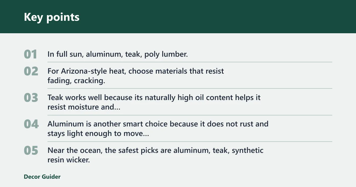 Key points: Best material by climate