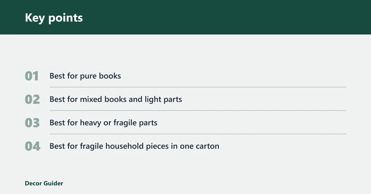 Key points: Best box choice by item type