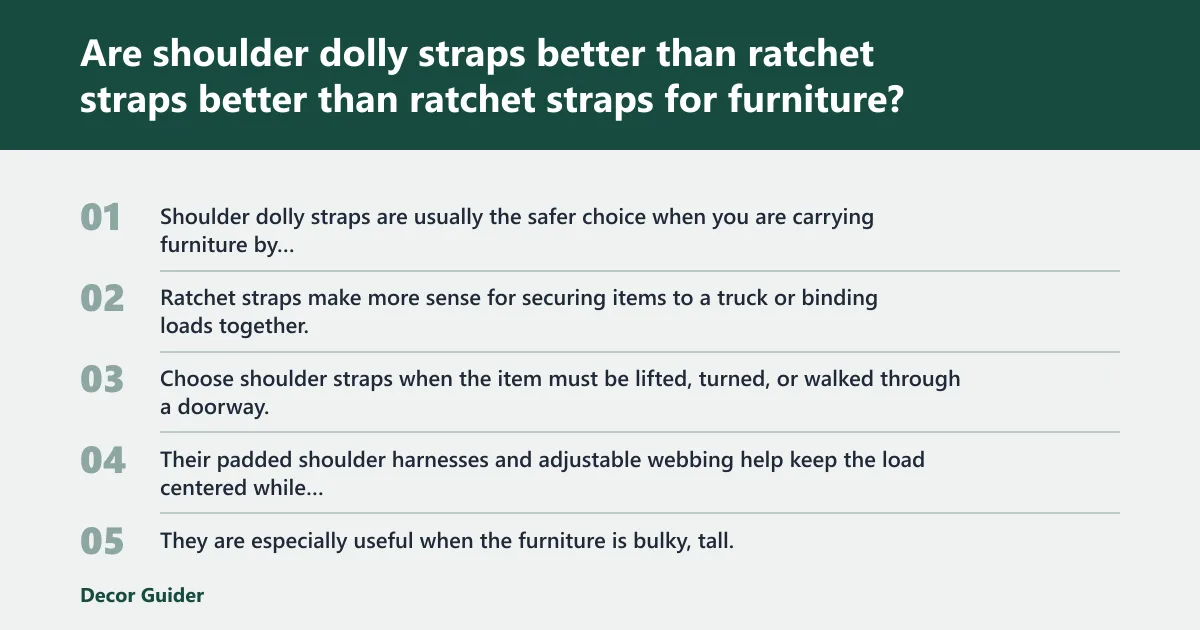 Steps: Are shoulder dolly straps better than ratchet straps for furniture?