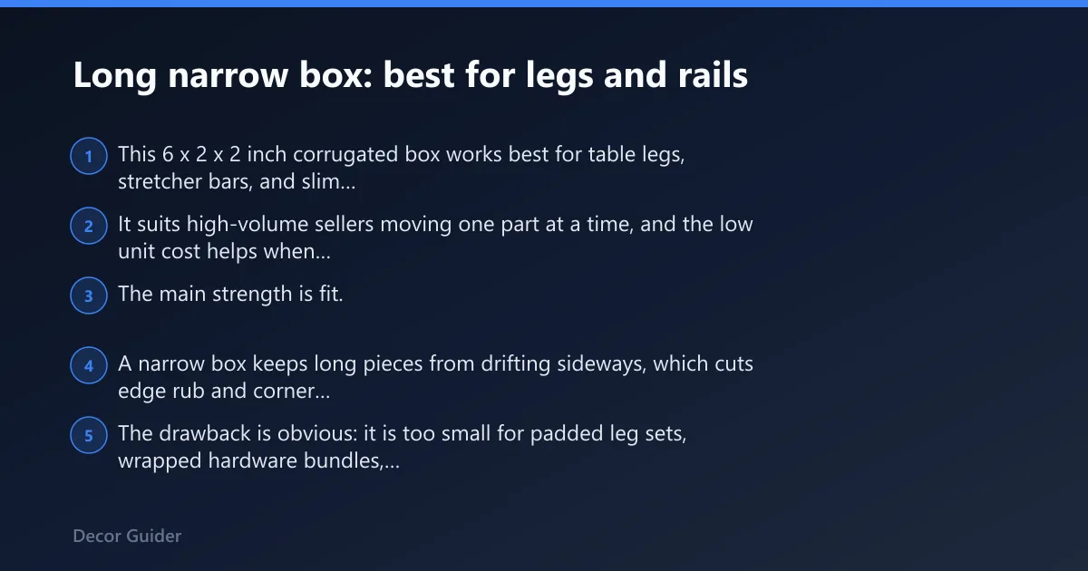 Steps: Long narrow box: best for legs and rails