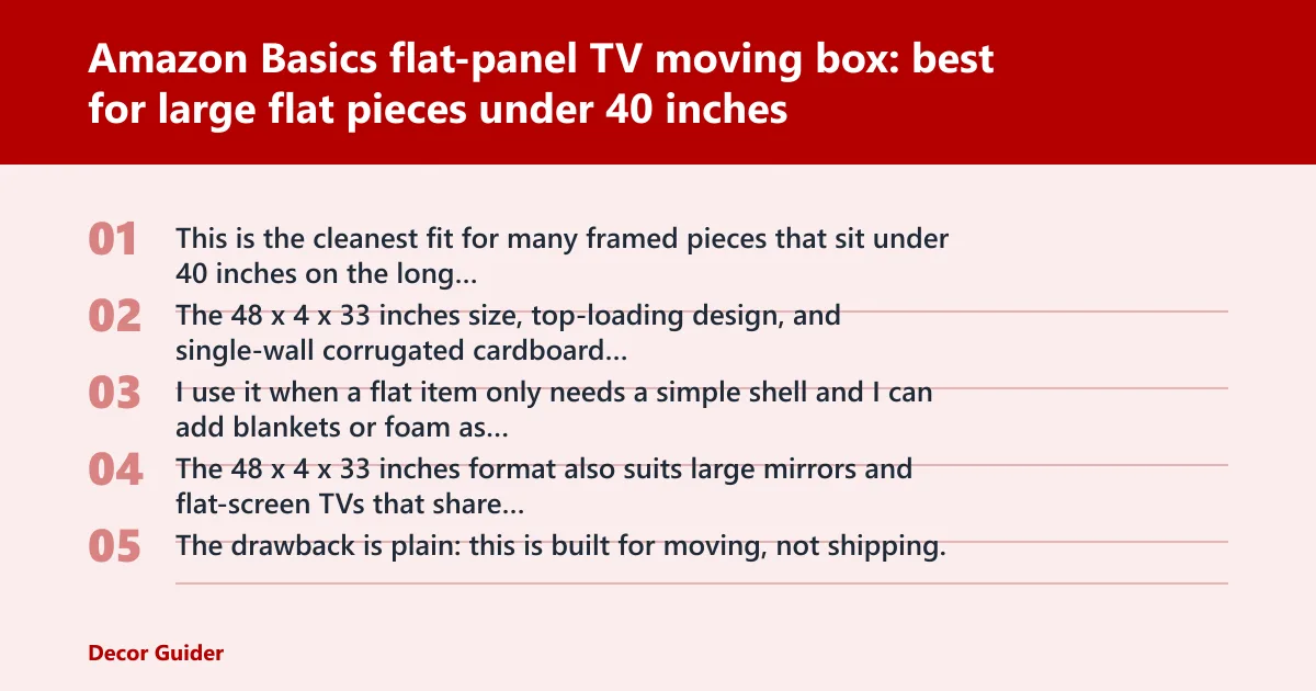 Steps: Amazon Basics flat-panel TV moving box: best for large flat pieces under 40 inches