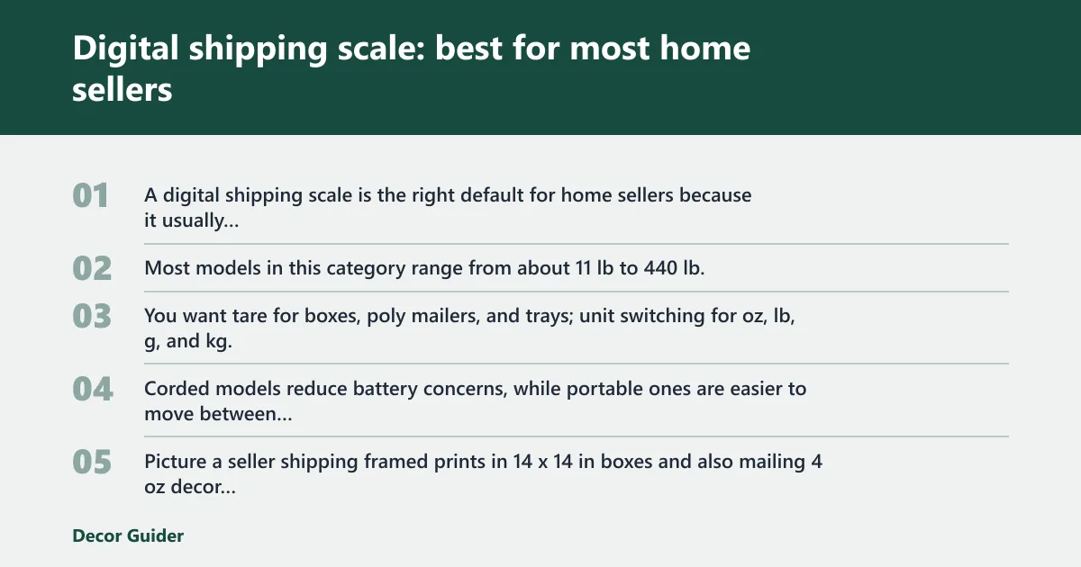 Steps: Digital shipping scale: best for most home sellers