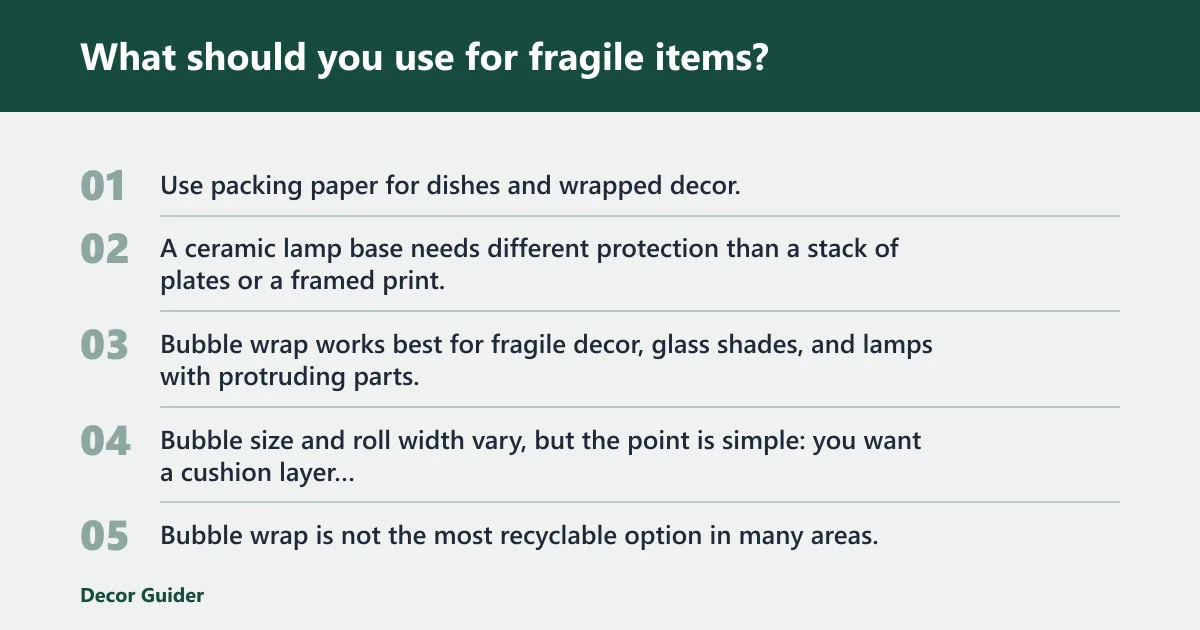 Steps: What should you use for fragile items?