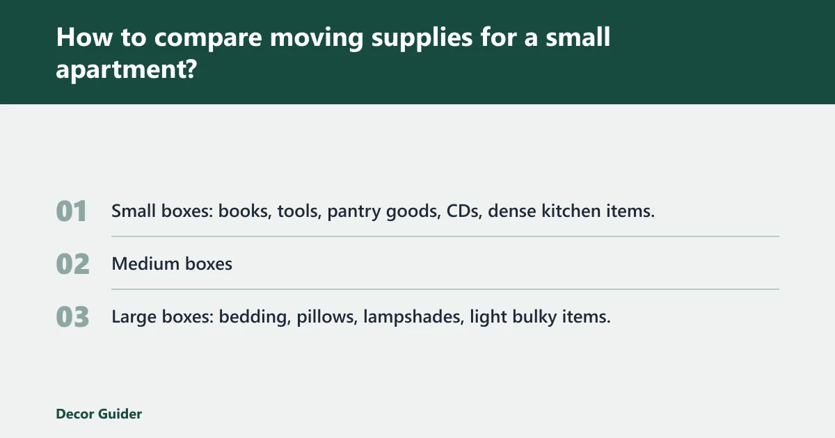 Steps: How to compare moving supplies for a small apartment?