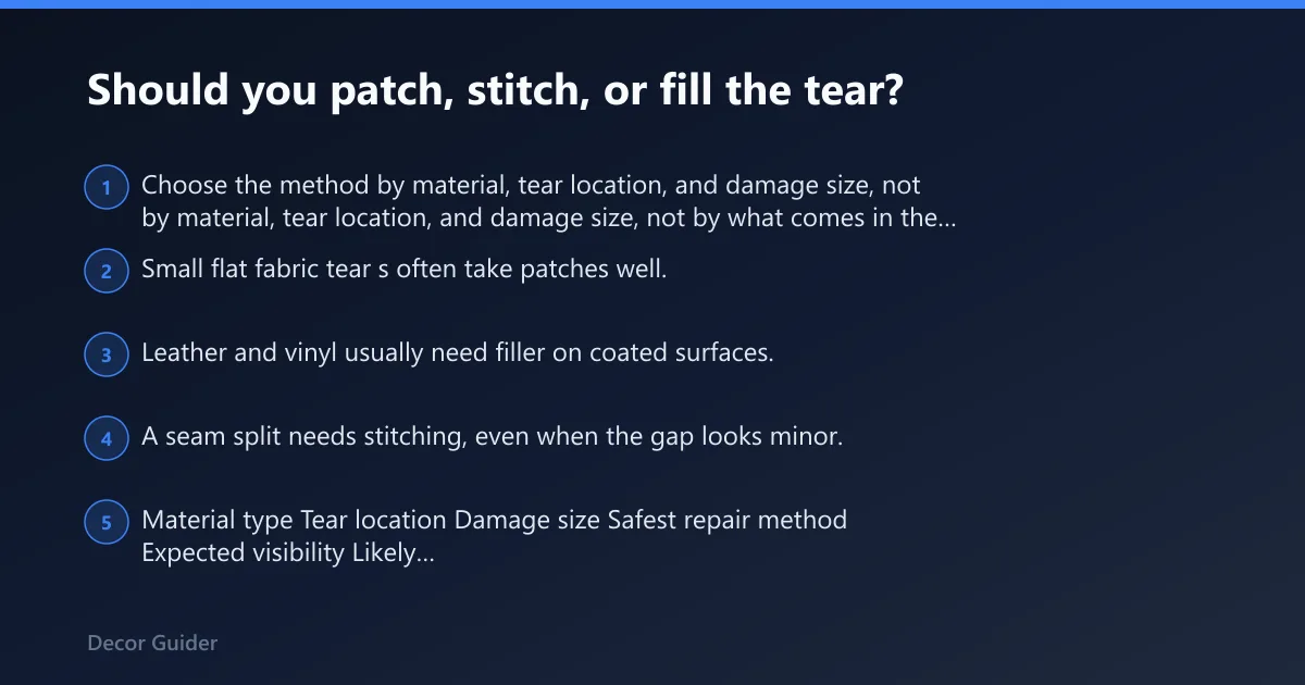 Steps: Should you patch, stitch, or fill the tear?
