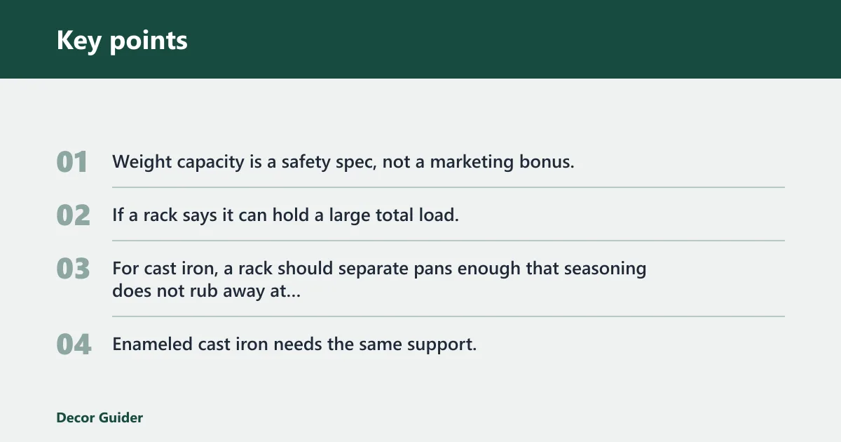 Key points: Cast iron storage decision table