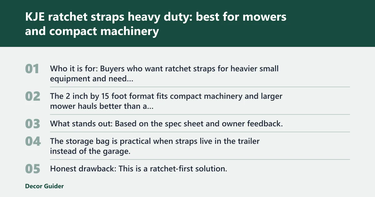 Steps: KJE ratchet straps heavy duty: best for mowers and compact machinery