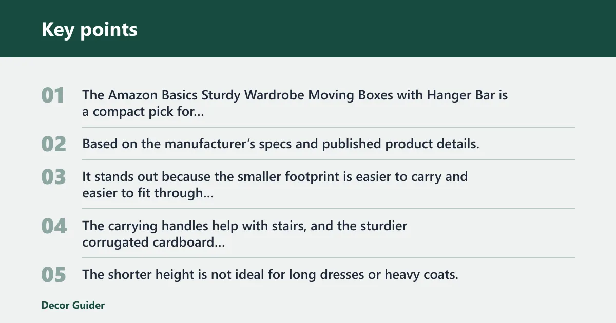 Key points: Amazon Basics sturdy wardrobe box: best for compact closets