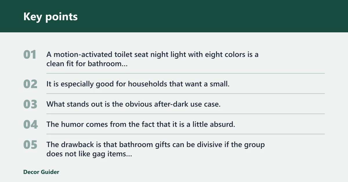 Key points: Toilet seat night light: best for bathrooms