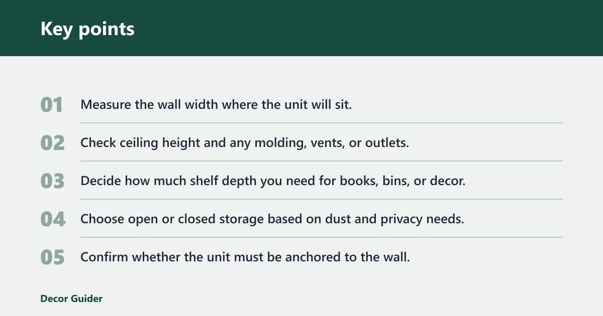 Key points: What size bookcase or shelving unit should I buy for my space?