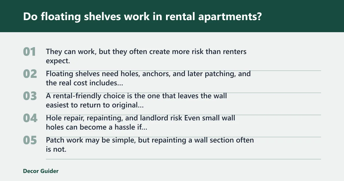 Steps: Do floating shelves work in rental apartments?