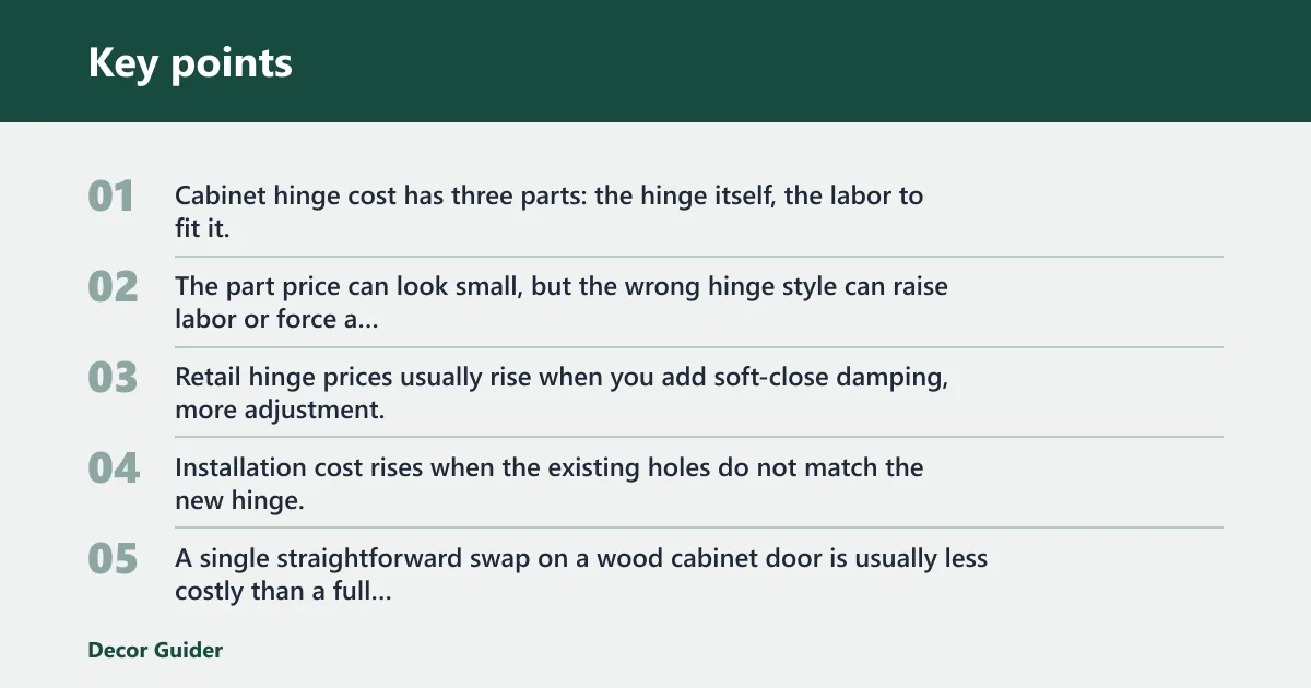 Key points: Cabinet hinge cost breakdown