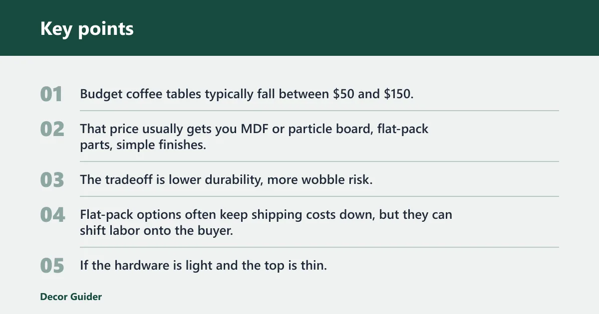 Key points: Coffee table price ranges