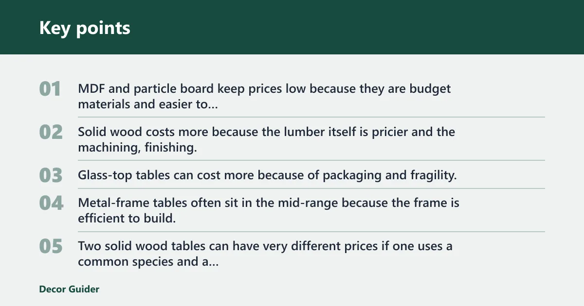 Key points: What drives coffee table prices up?