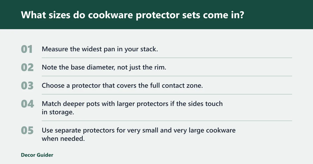 Steps: What sizes do cookware protector sets come in?