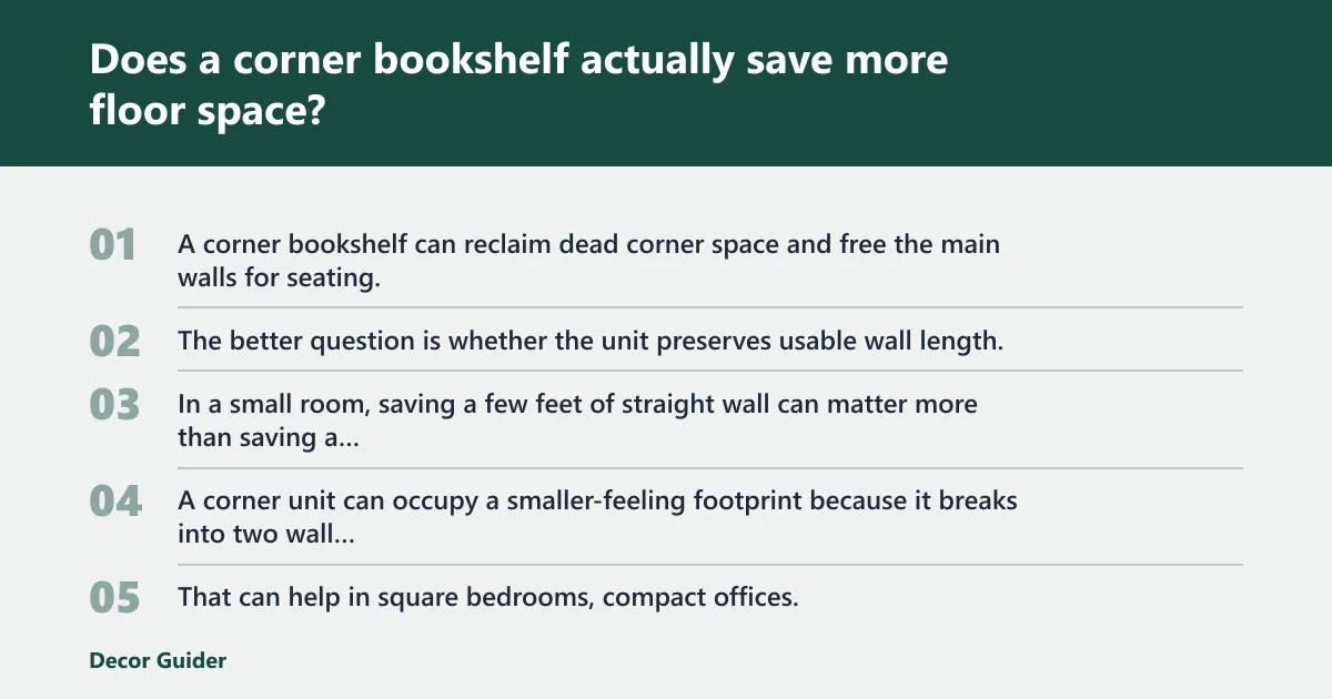 Steps: Does a corner bookshelf actually save more floor space?