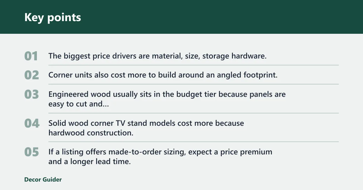 Key points: What drives corner TV stand price?