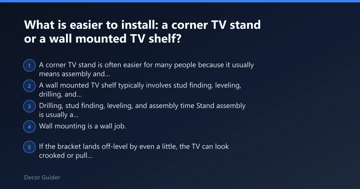Steps: What is easier to install: a corner TV stand or a wall mounted TV shelf?