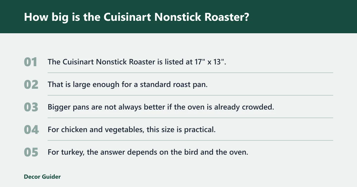 Steps: How big is the Cuisinart Nonstick Roaster?