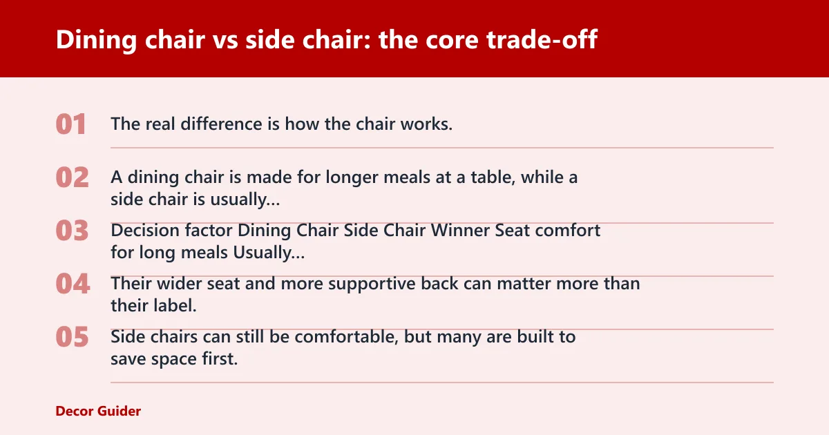 Steps: Dining chair vs side chair: the core trade-off