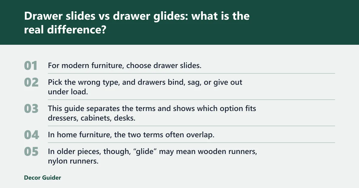 Steps: Drawer slides vs drawer glides: what is the real difference?