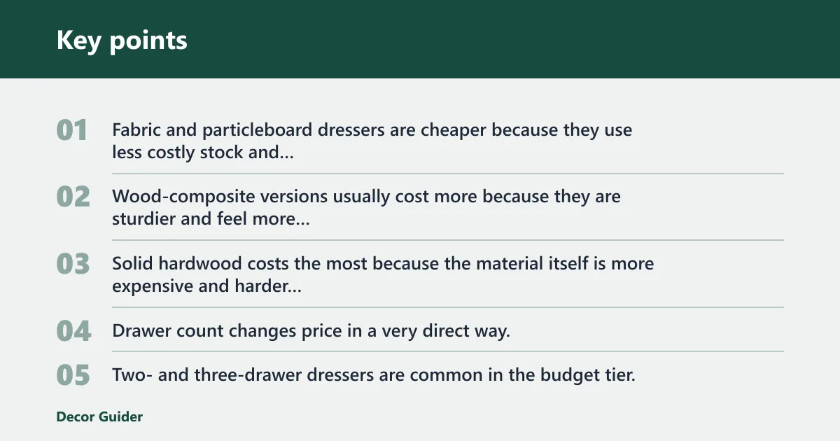 Key points: What drives dresser price the most?