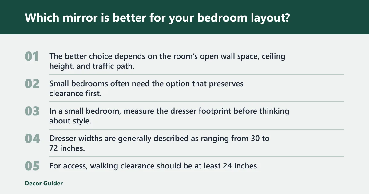 Steps: Which mirror is better for your bedroom layout?