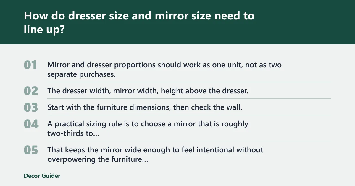 Steps: How do dresser size and mirror size need to line up?