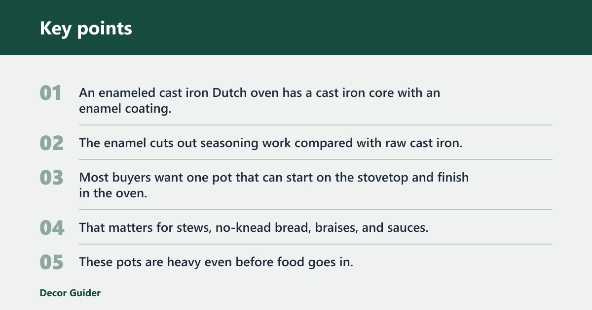 Key points: What an enameled Dutch oven is