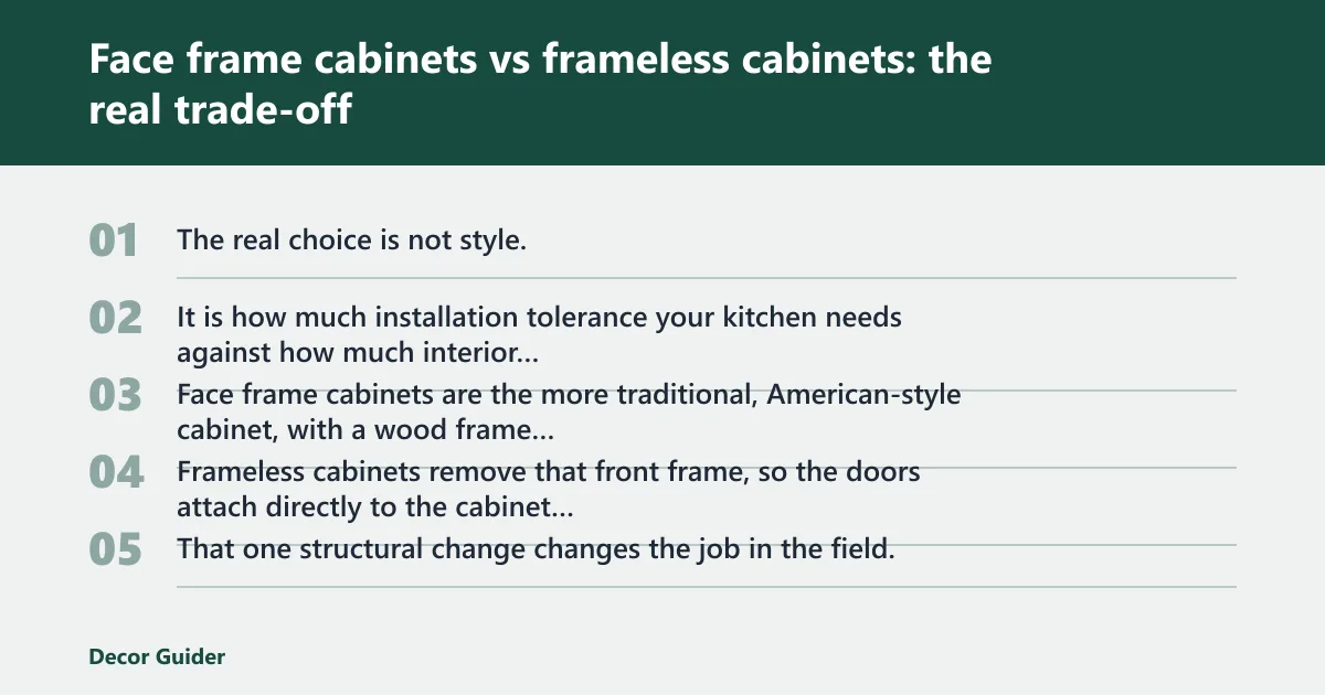 Steps: Face frame cabinets vs frameless cabinets: the real trade-off