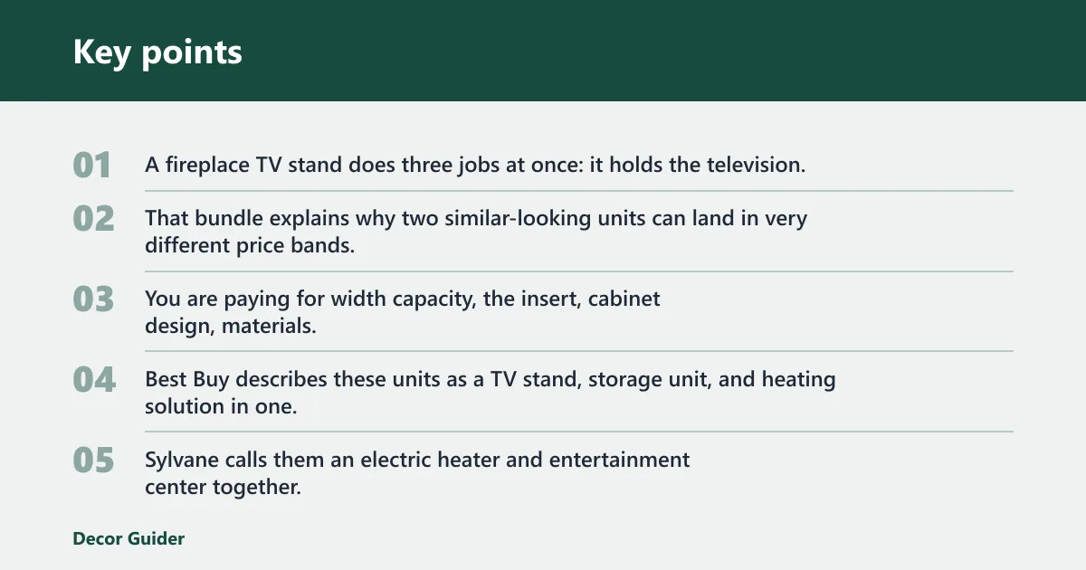 Key points: What fireplace TV stand cost covers