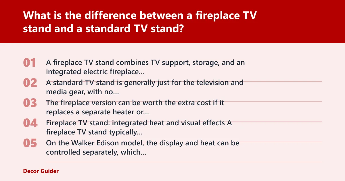 Steps: What is the difference between a fireplace TV stand and a standard TV stand?