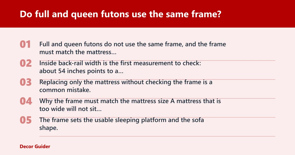 Steps: Do full and queen futons use the same frame?