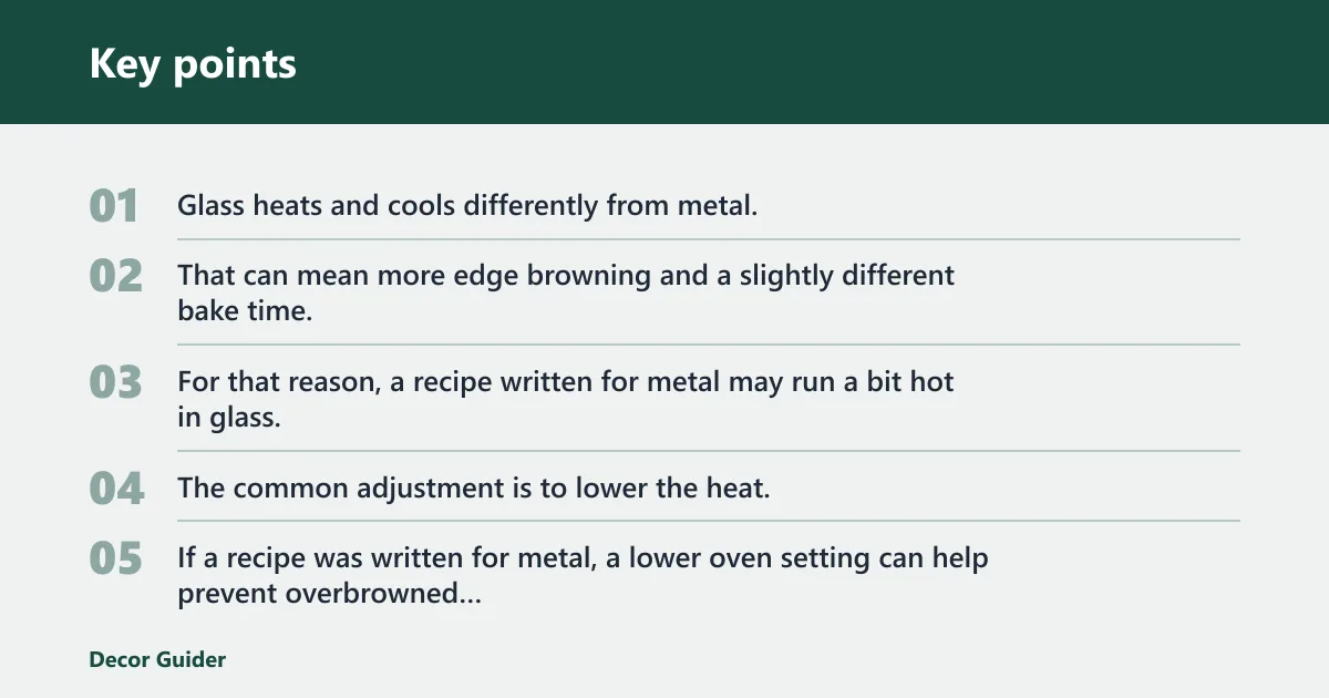 Key points: Does glass bakeware need different baking settings?