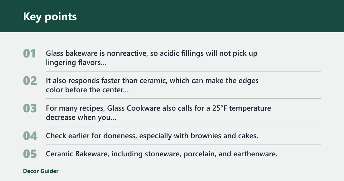 Key points: How each material affects bake outcomes