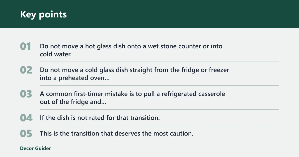 Key points: How do I use glass bakeware without thermal shock?
