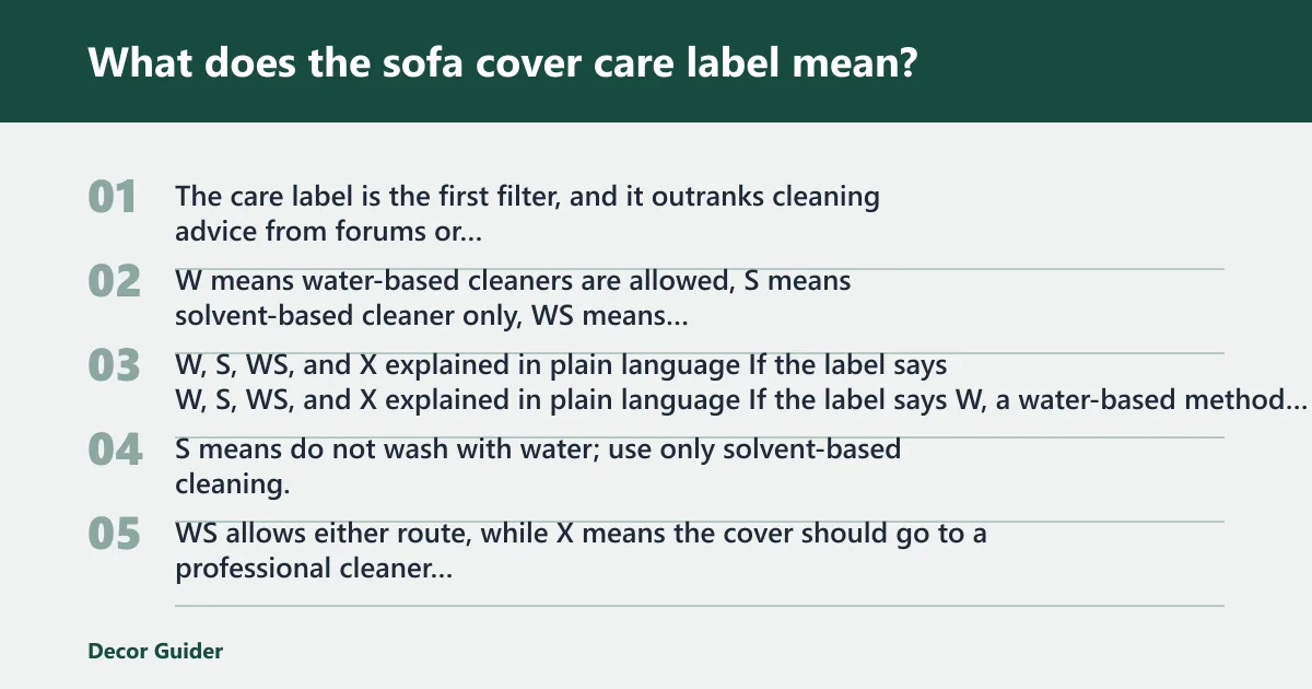 Steps: What does the sofa cover care label mean?
